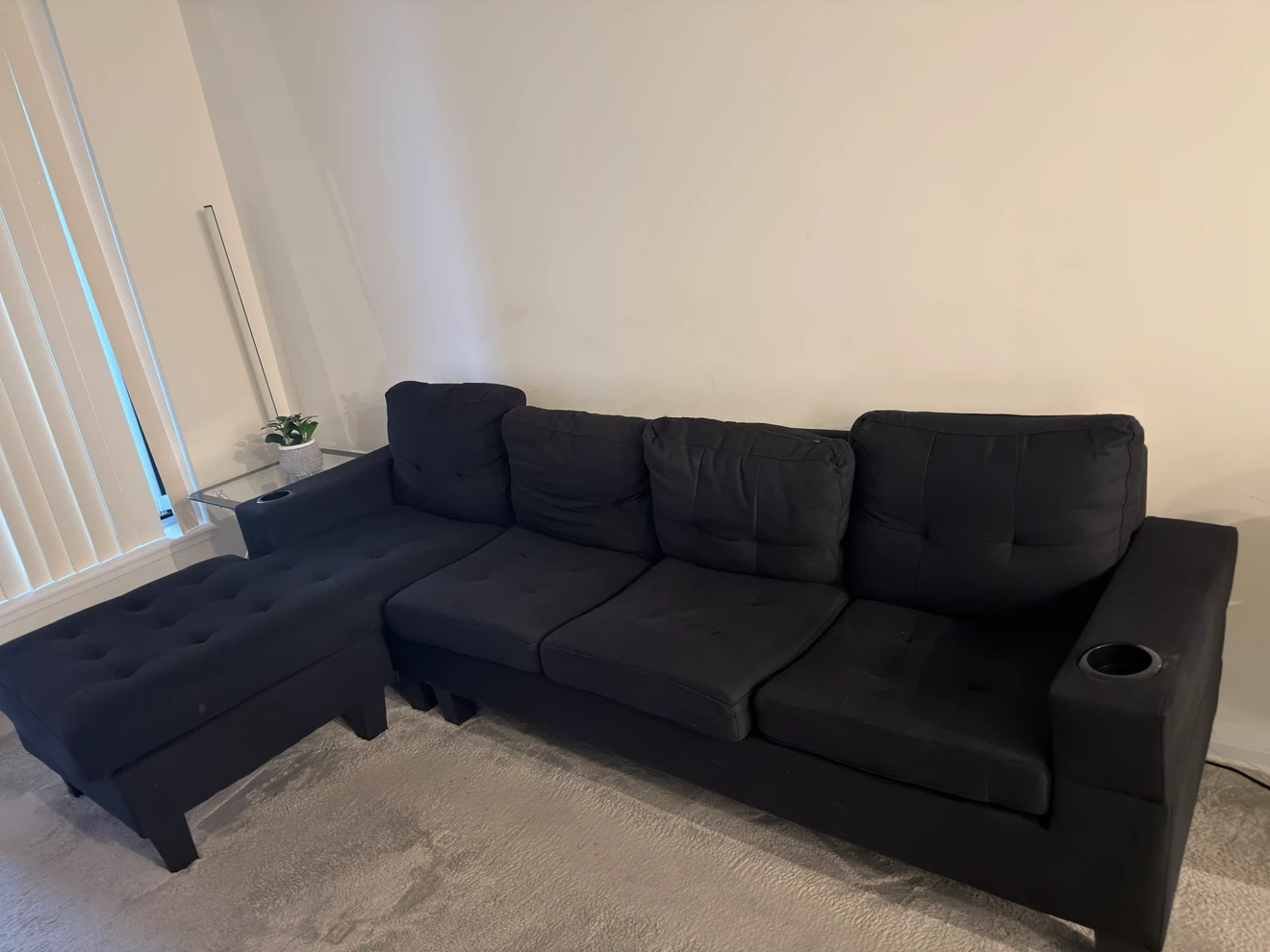 Black Sectional Sofa with Ottoman - photo 2