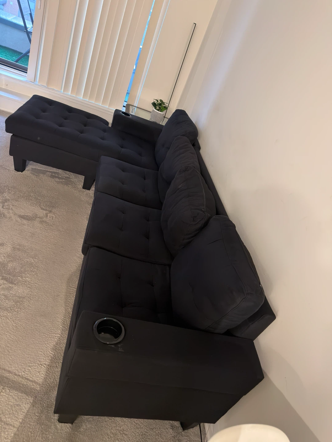 Black Sectional Sofa with Ottoman - photo 3