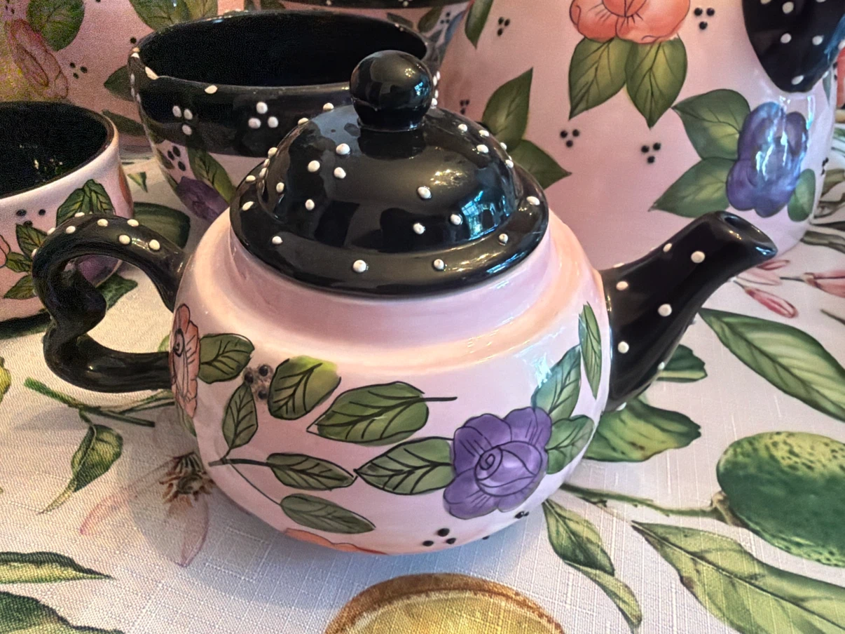 Ganz Pink Floral Ceramic Tea Set - photo 2