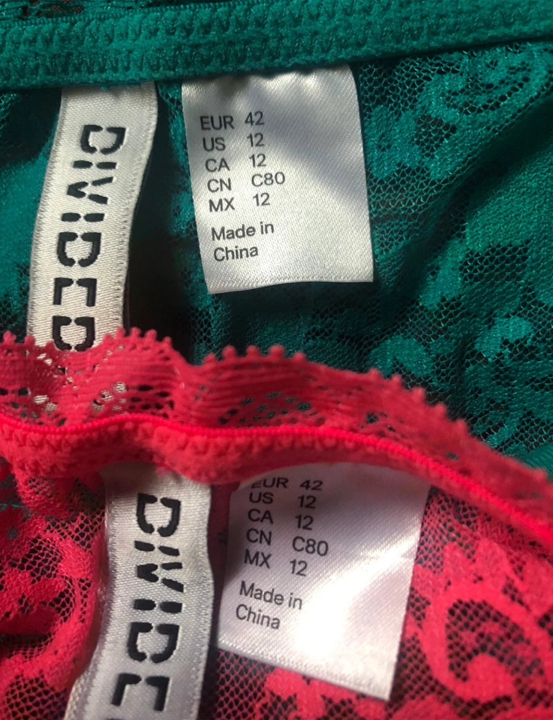 H&M Divided 2 Pack Lace Bandeau Tops - Pink & Teal - Size 12 - photo 3