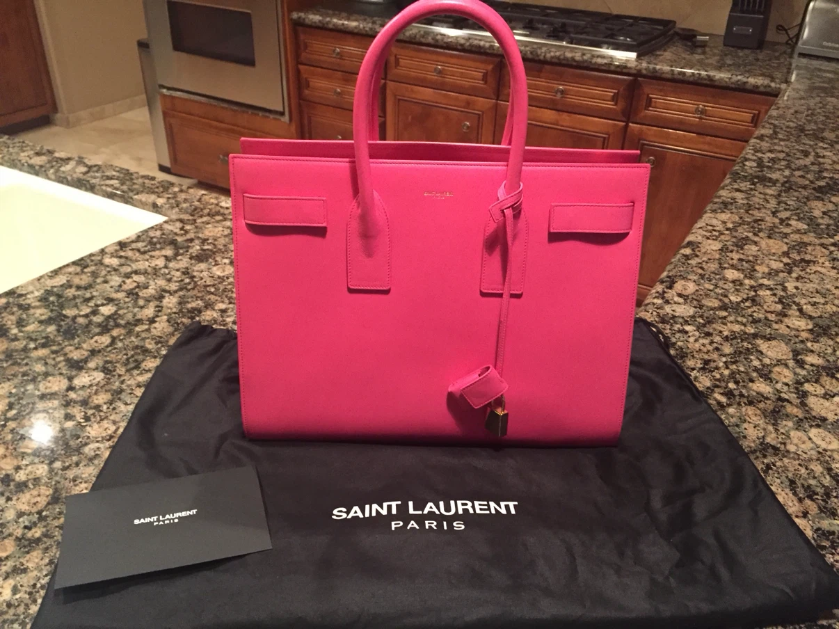 Saint Laurent Pink Leather Tote Bag