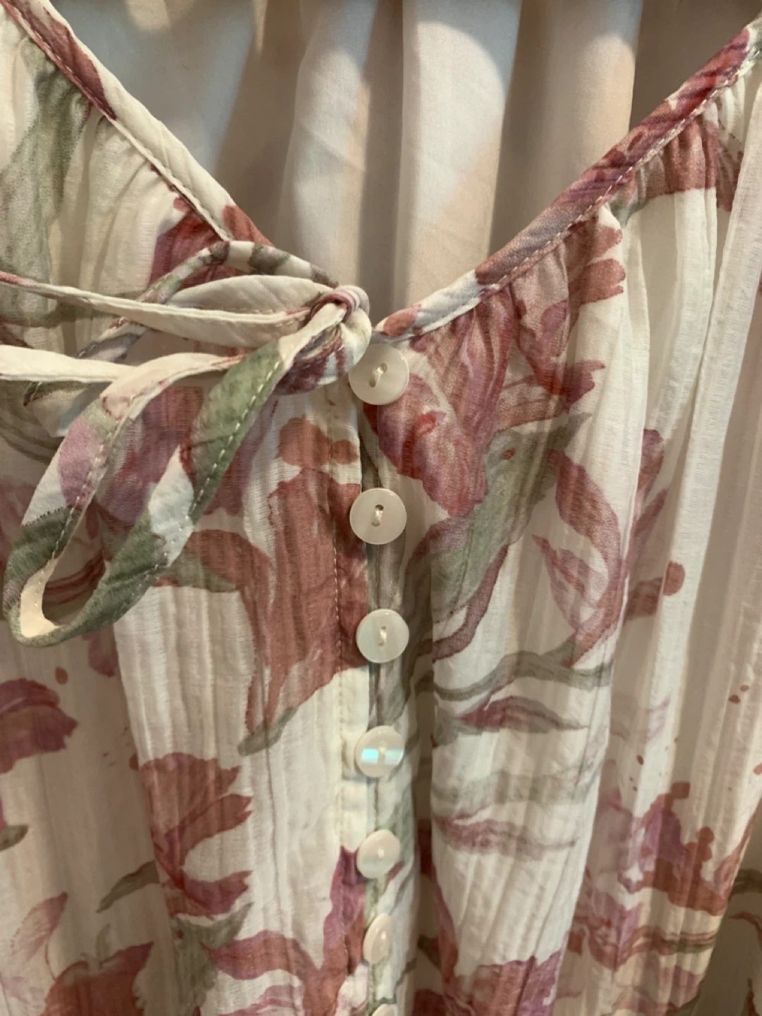 Size S/M Boho Floral Chiffon Flowy Dress Lantern Sleeve - photo 2