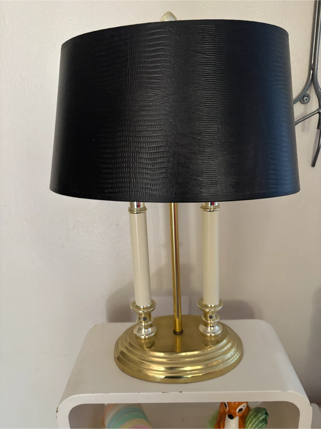 Vintage Gold Table Lamp with Black Shade
