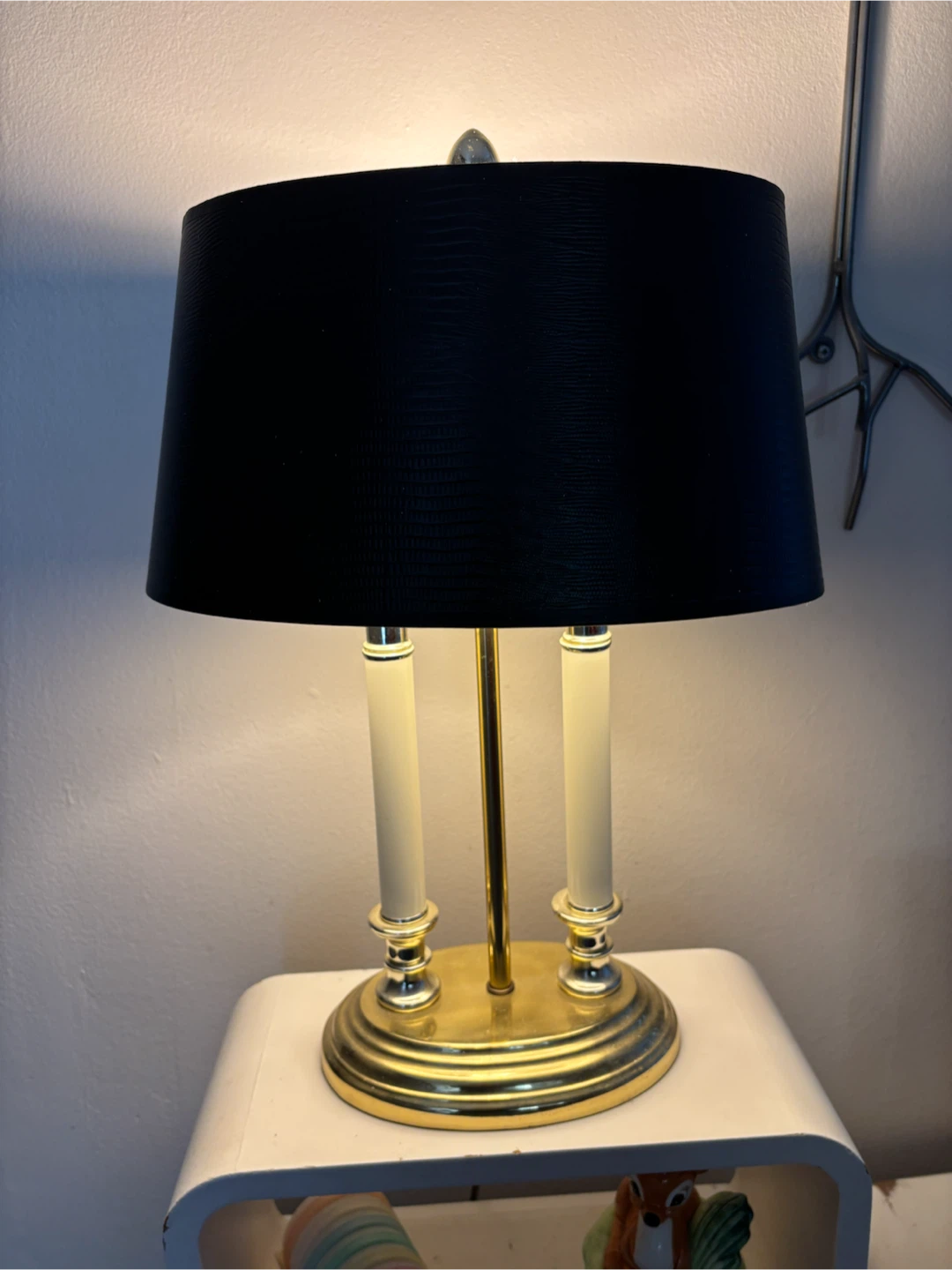 Vintage Gold Table Lamp with Black Shade - photo 2