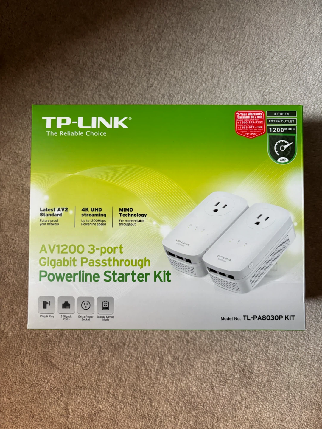 TP-Link AV1200 Passthrough Powerline Ethernet Starter Kit