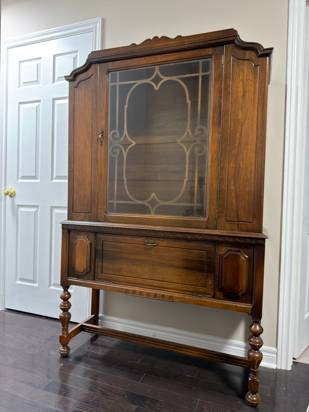 Antique Wooden China Cabinet with Glass Doors - photo 3