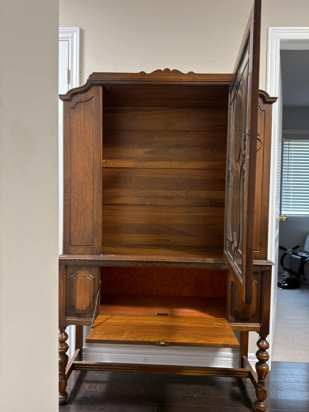 Antique Wooden China Cabinet with Glass Doors - photo 5