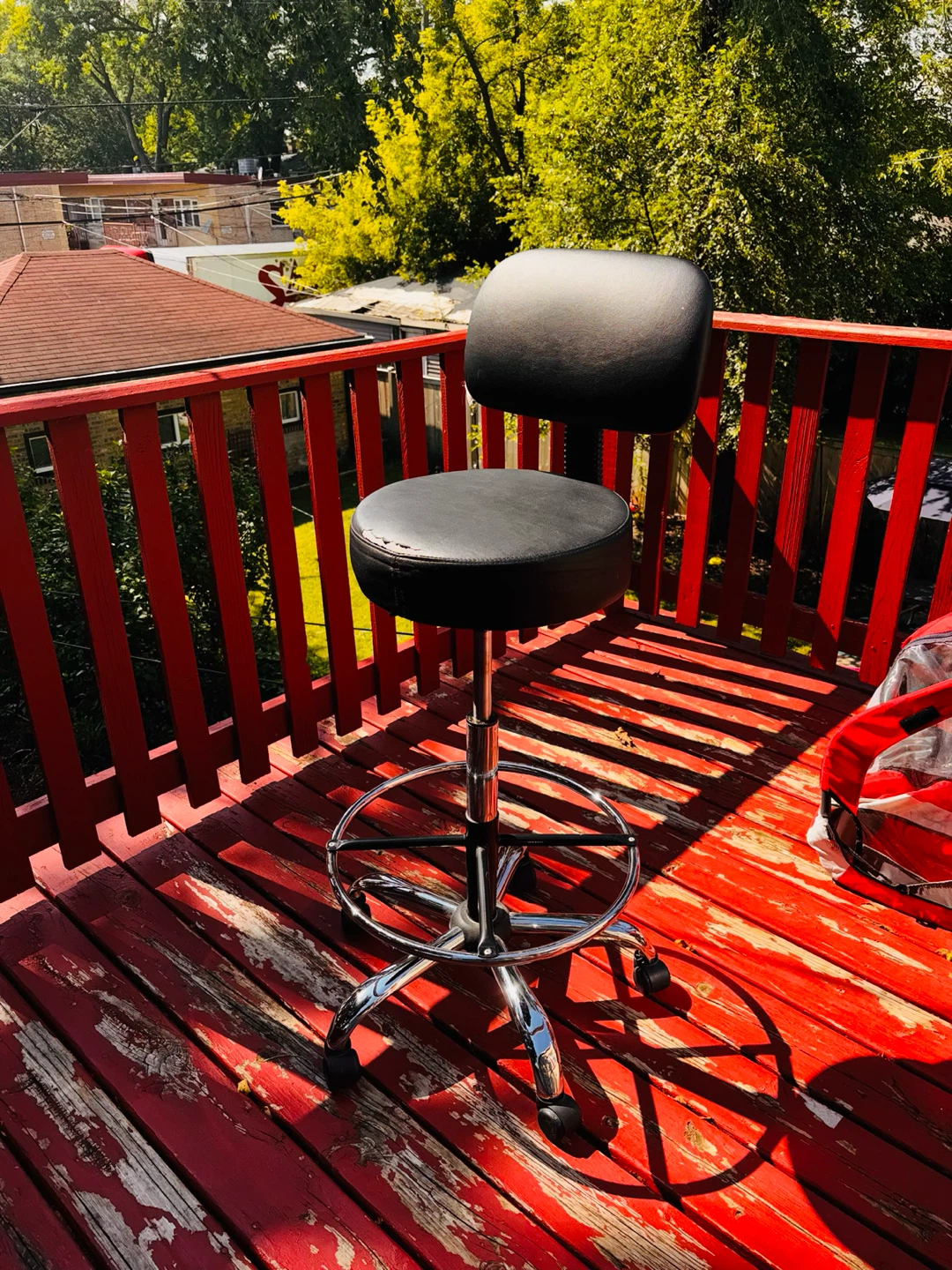 Black Adjustable Rolling Stool Chair - photo 2