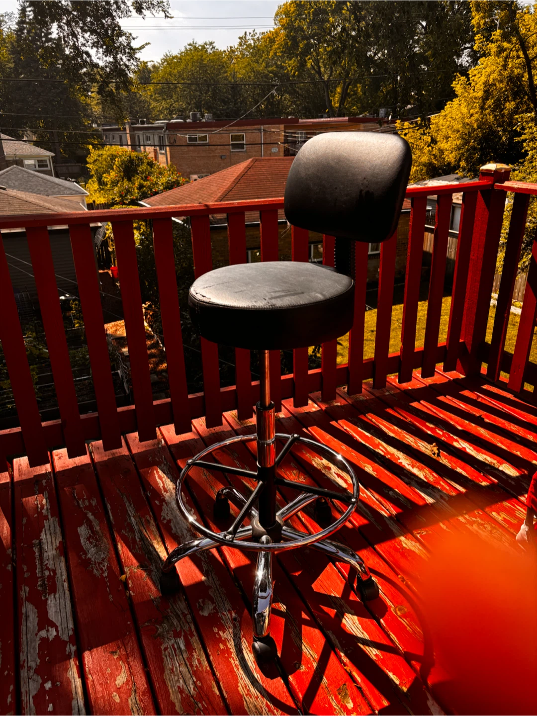 Black Adjustable Rolling Stool Chair