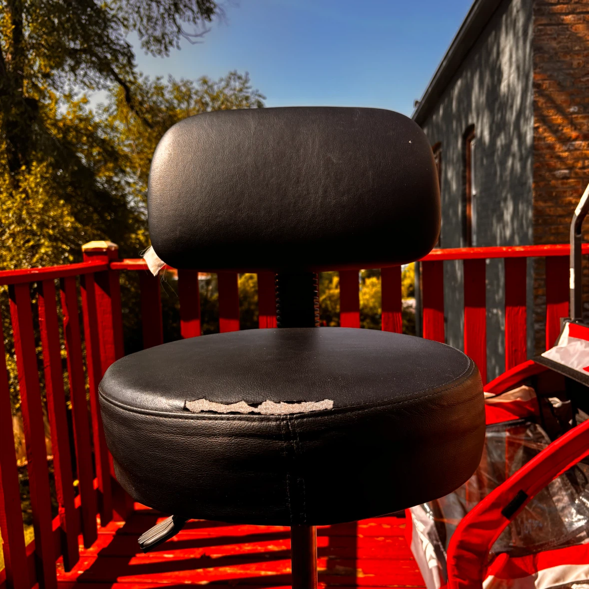 Black Adjustable Rolling Stool Chair - photo 3