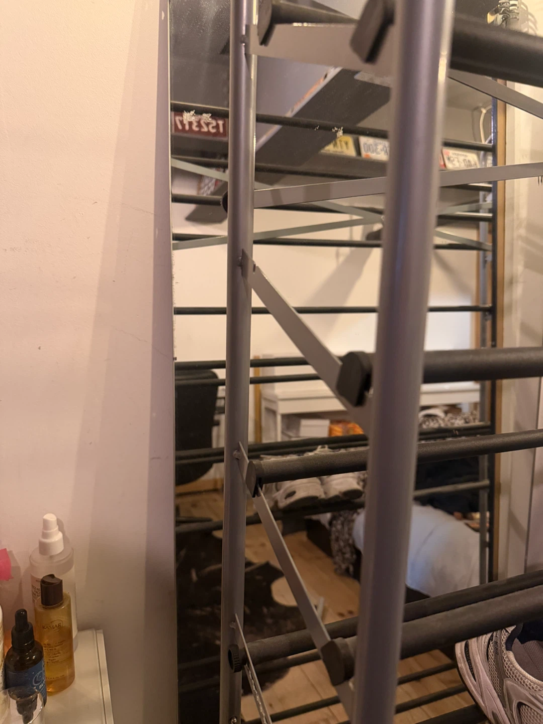 Grey Metal Multi-Tiered Shoe Rack with Wheels - photo 2