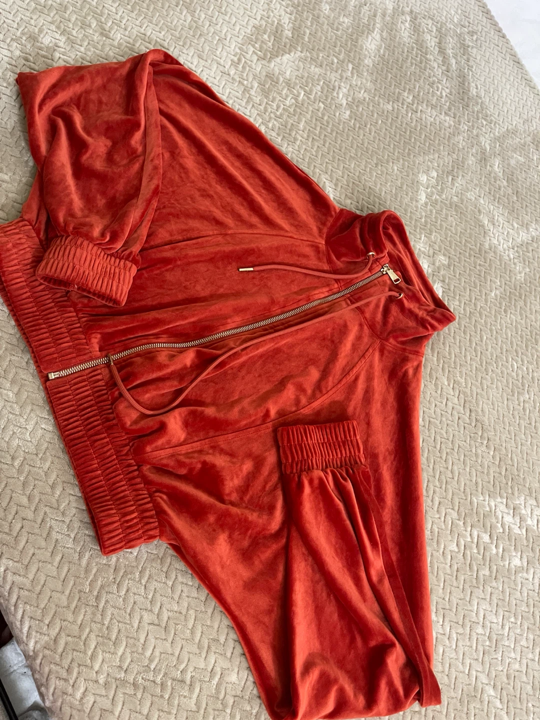 Lovepoem by Block Velour Track Jacket & Pants Set - Rust Orange - photo 2