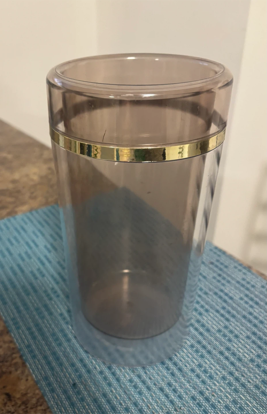 Plastic Tumbler with Gold Band Vase