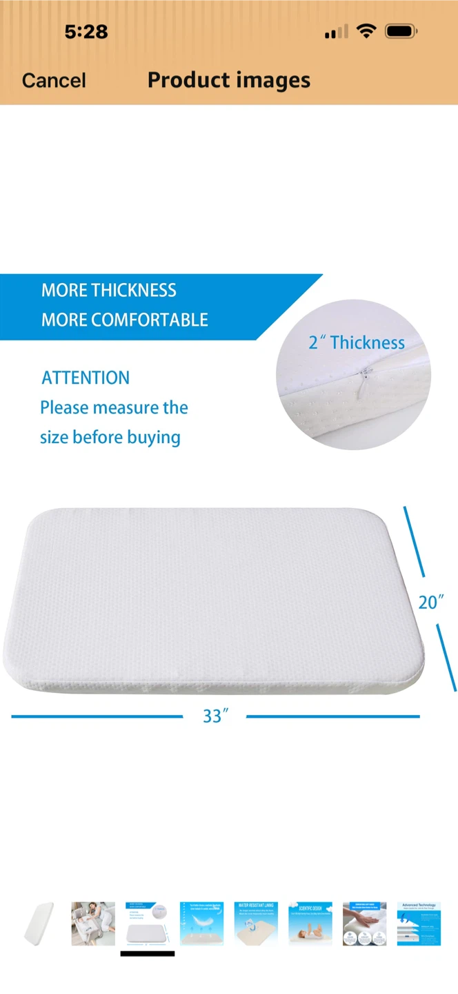 Mecc ecoh Baby Bassinet Mattress 33"x20"x2" - photo 3