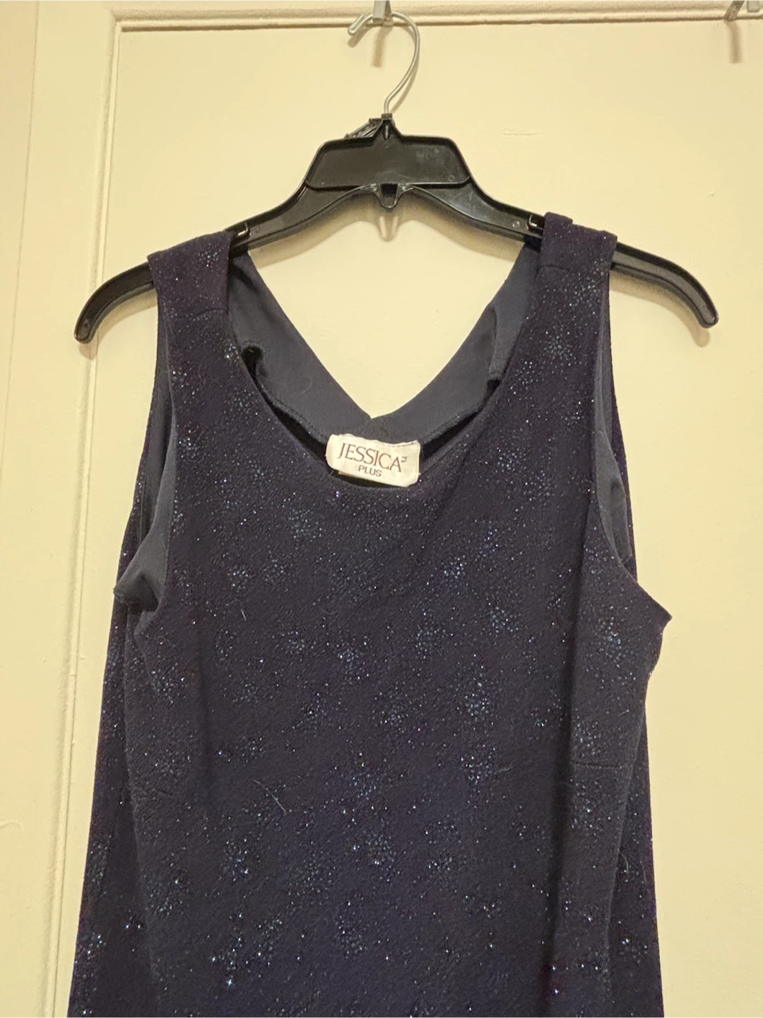 Jessica Plus Navy Sparkle Sleeveless Maxi Dress