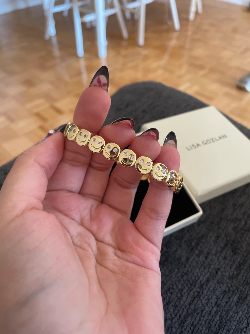 Lisa Gozlan Gold Smiley Face Bracelet with Diamonds - photo 2