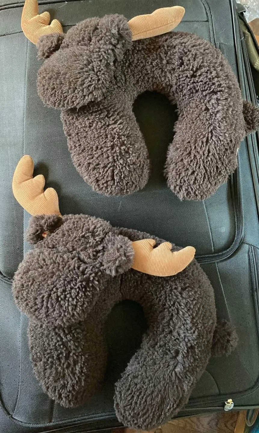 2 Plush Moose Neck Pillows