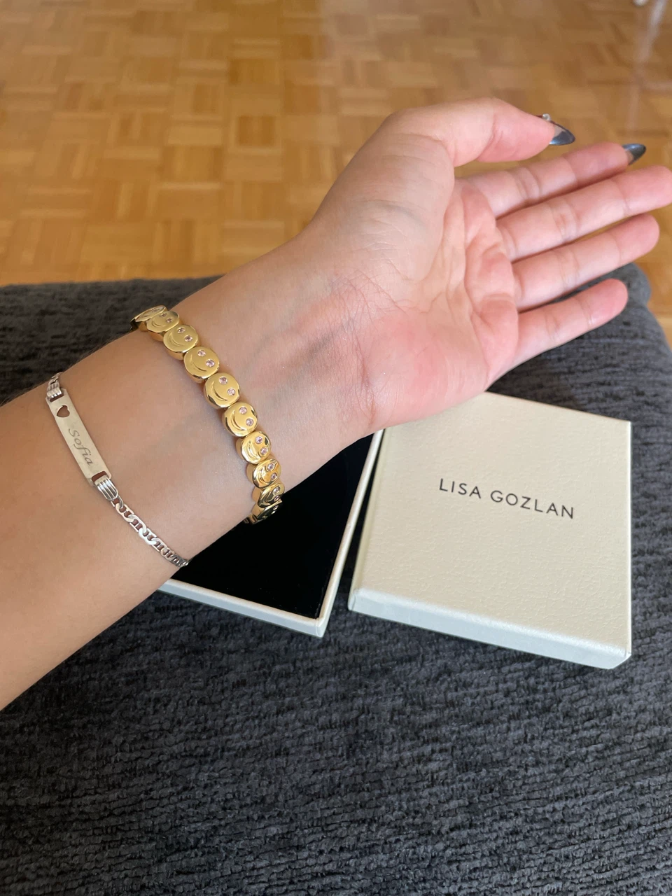 Lisa Gozlan Gold Smiley Face Bracelet with Diamonds - photo 3