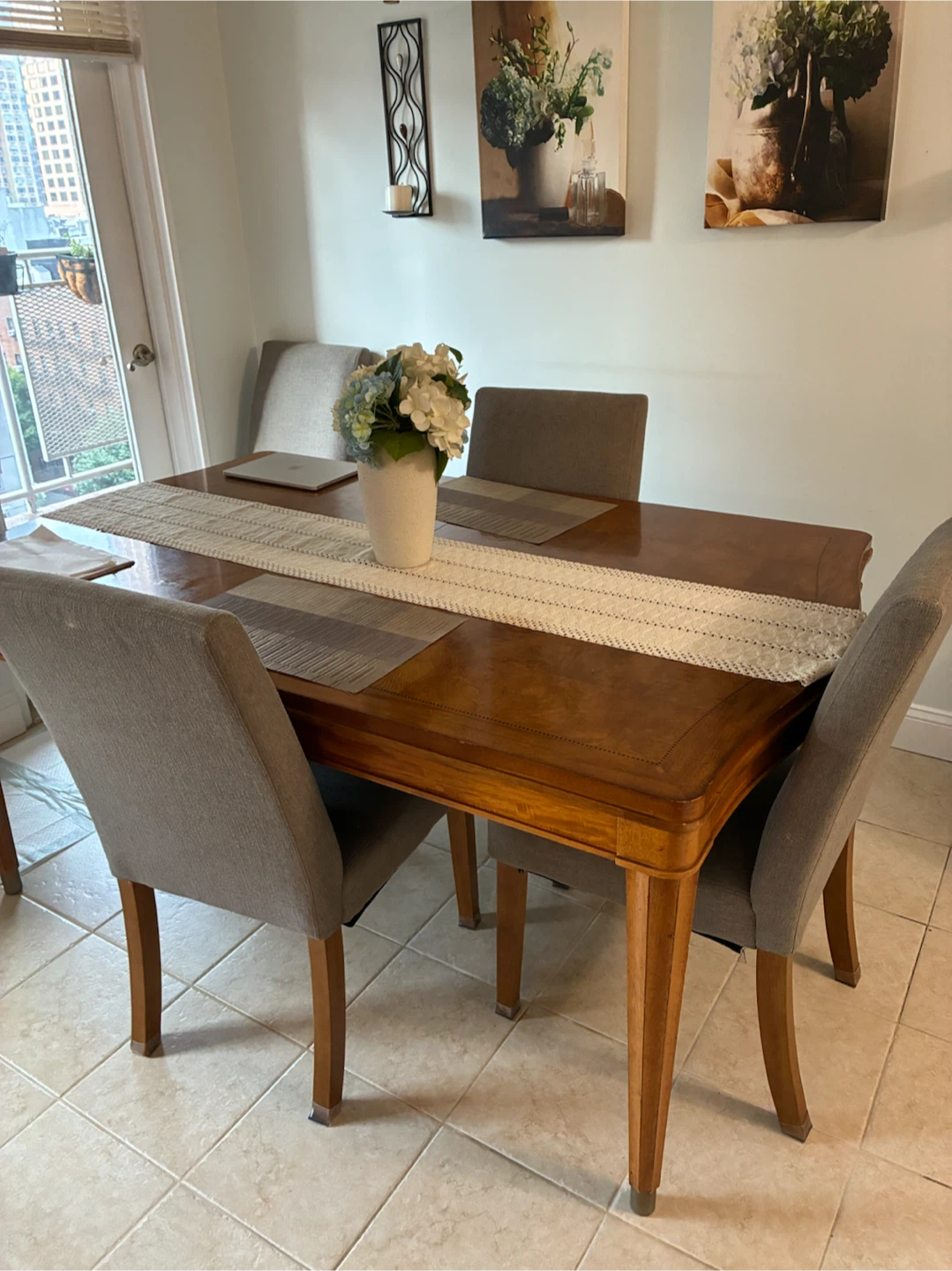 Wooden Dining Table with 4 Chairs