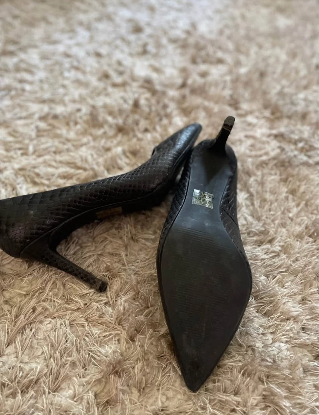 Town Shoes Black Faux Snake Skin Heels - Size 37 - photo 3