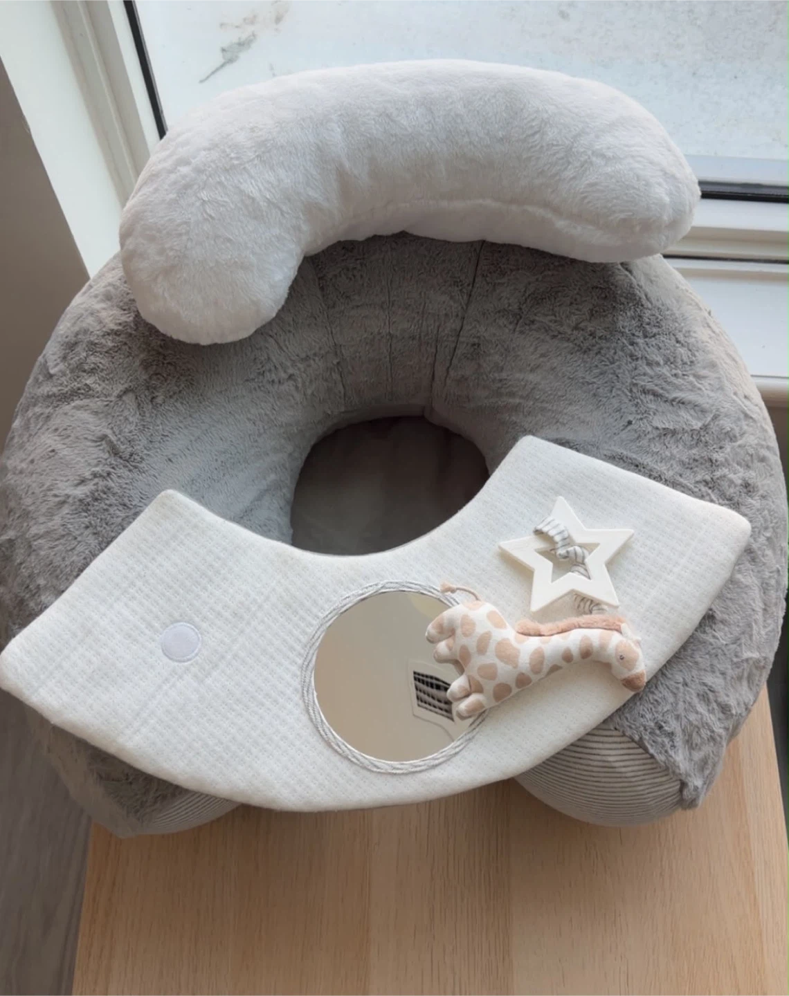Baby Feeding Pillow with Mirror and Toy