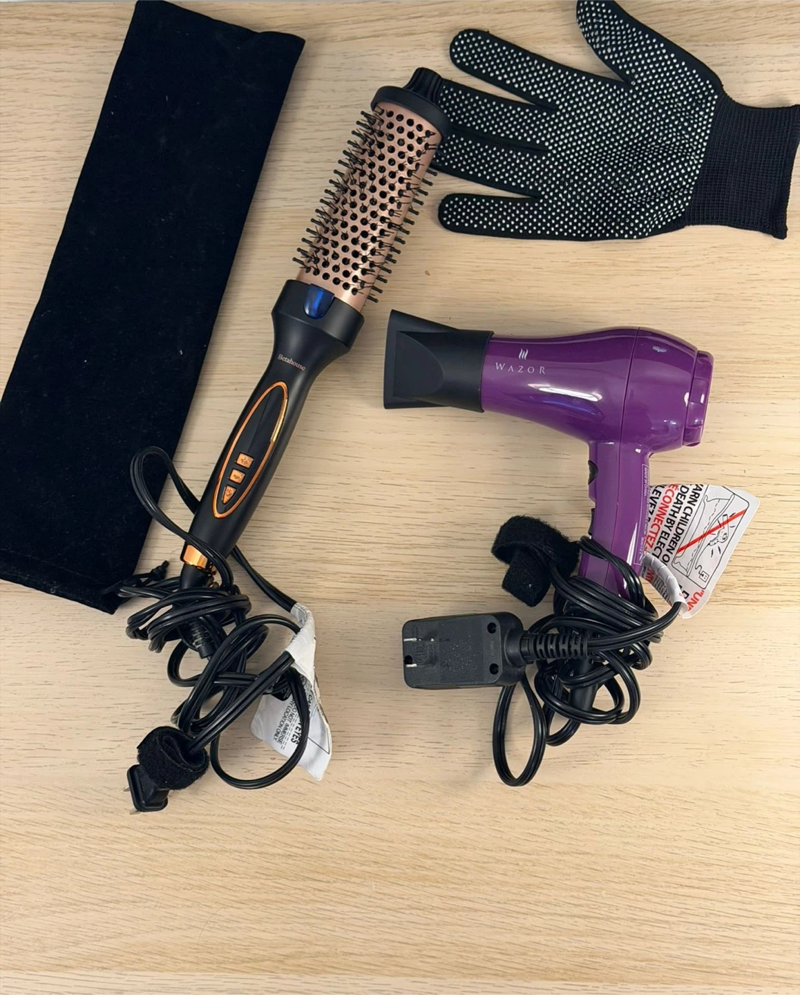Wazor Purple Hair Dryer and Betahouse Hot Brush Set