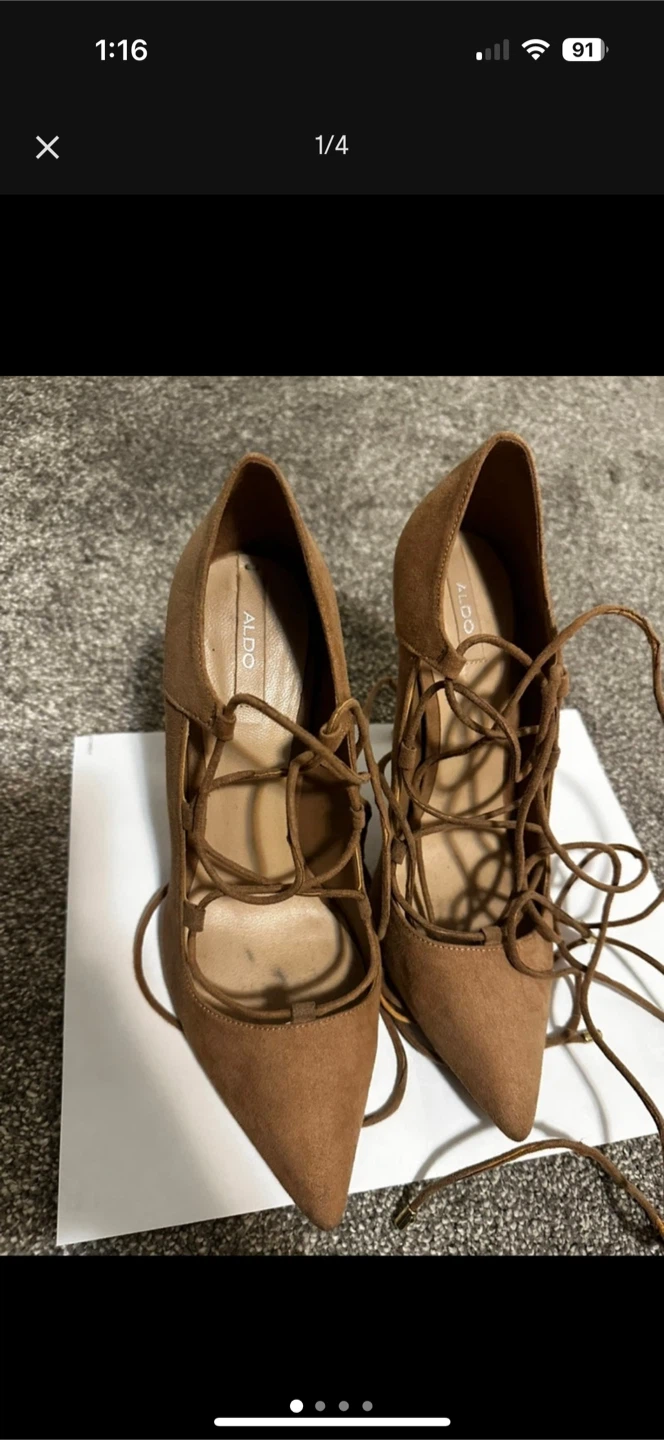 ALDO Suede Lace-Up Heels - Brown
