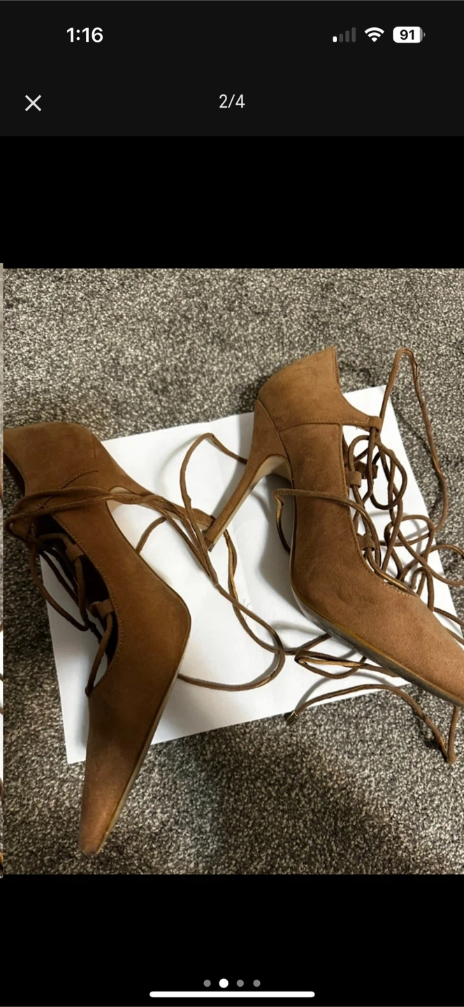 ALDO Suede Lace-Up Heels - Brown - photo 2