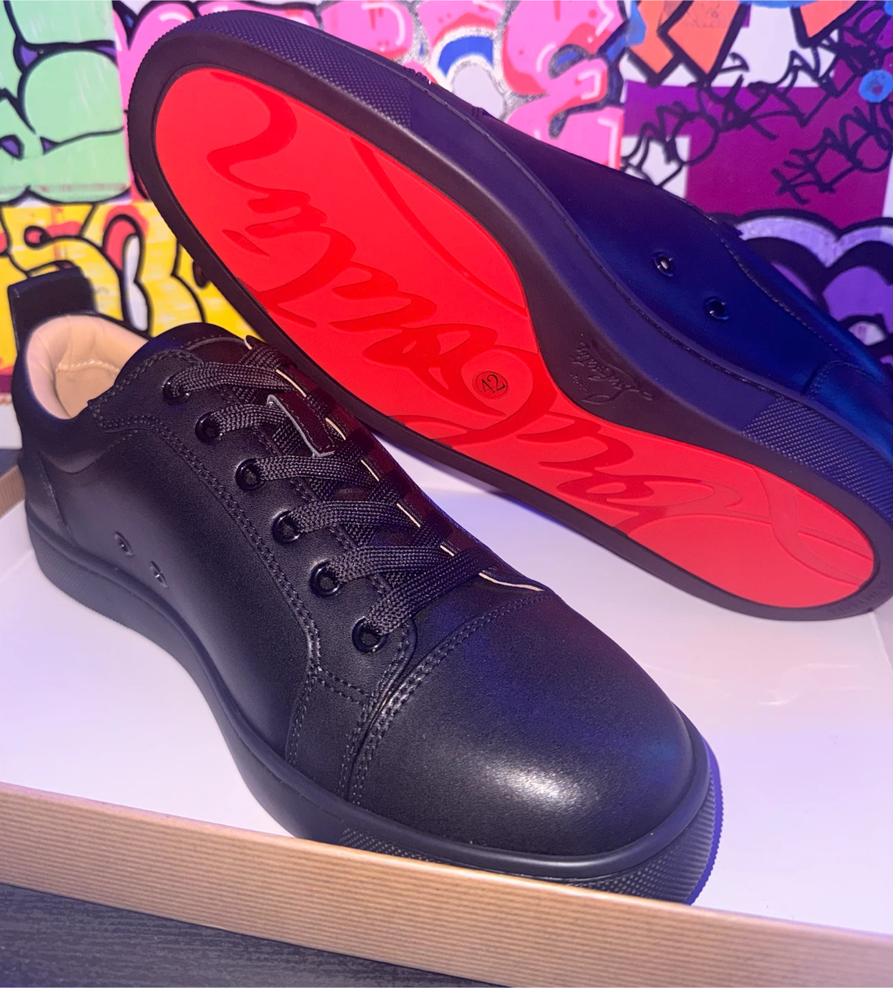 Christian Louboutin Black Leather Low Top Sneakers