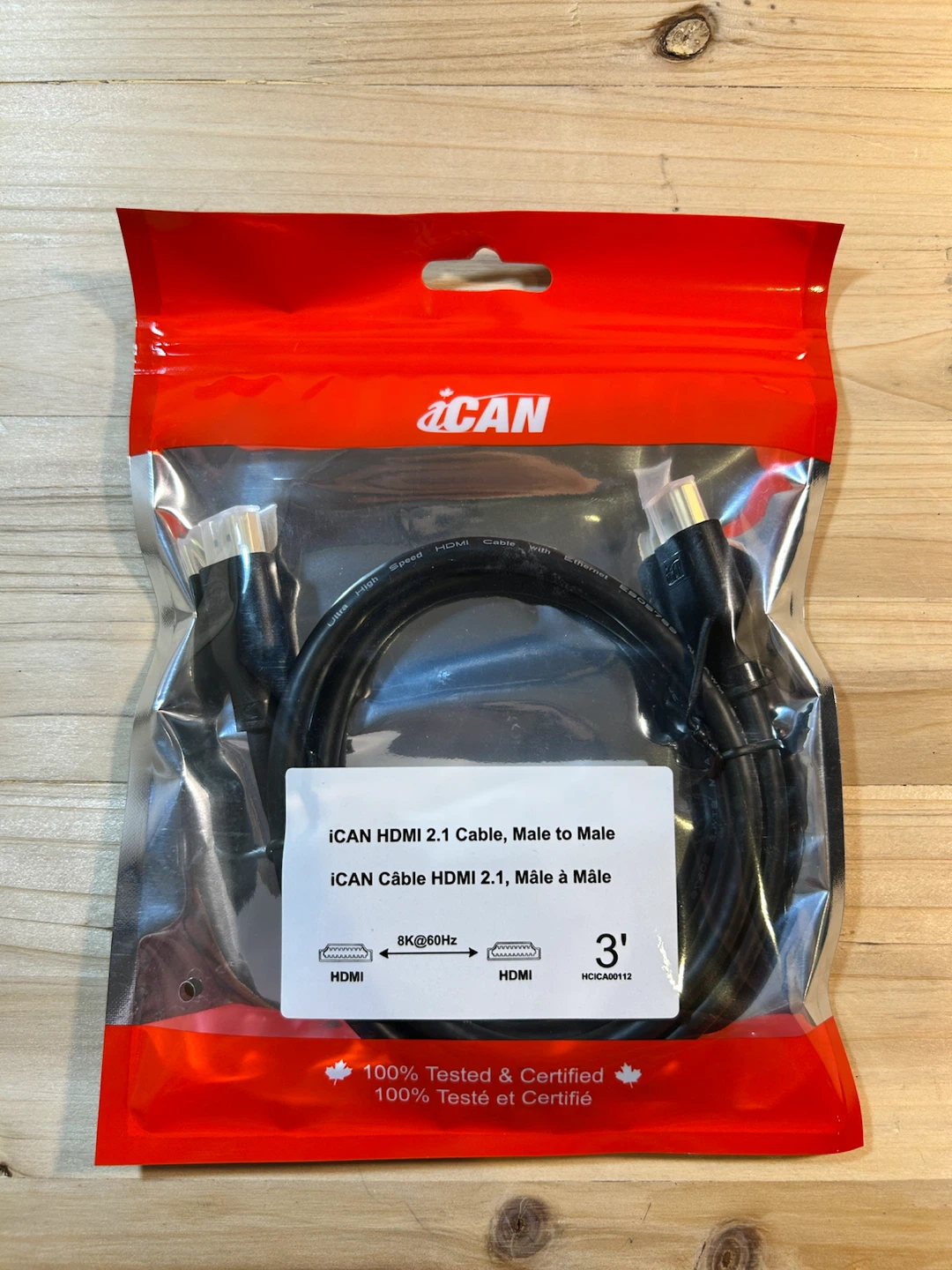 iCAN HDMI 2.1 Cable, Male to Male, 3ft, Black