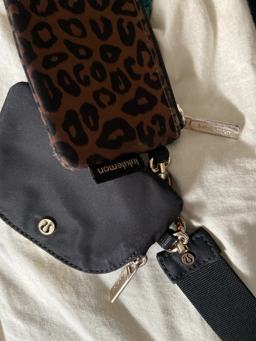 Lululemon Leopard Print Pouch with Black Strap