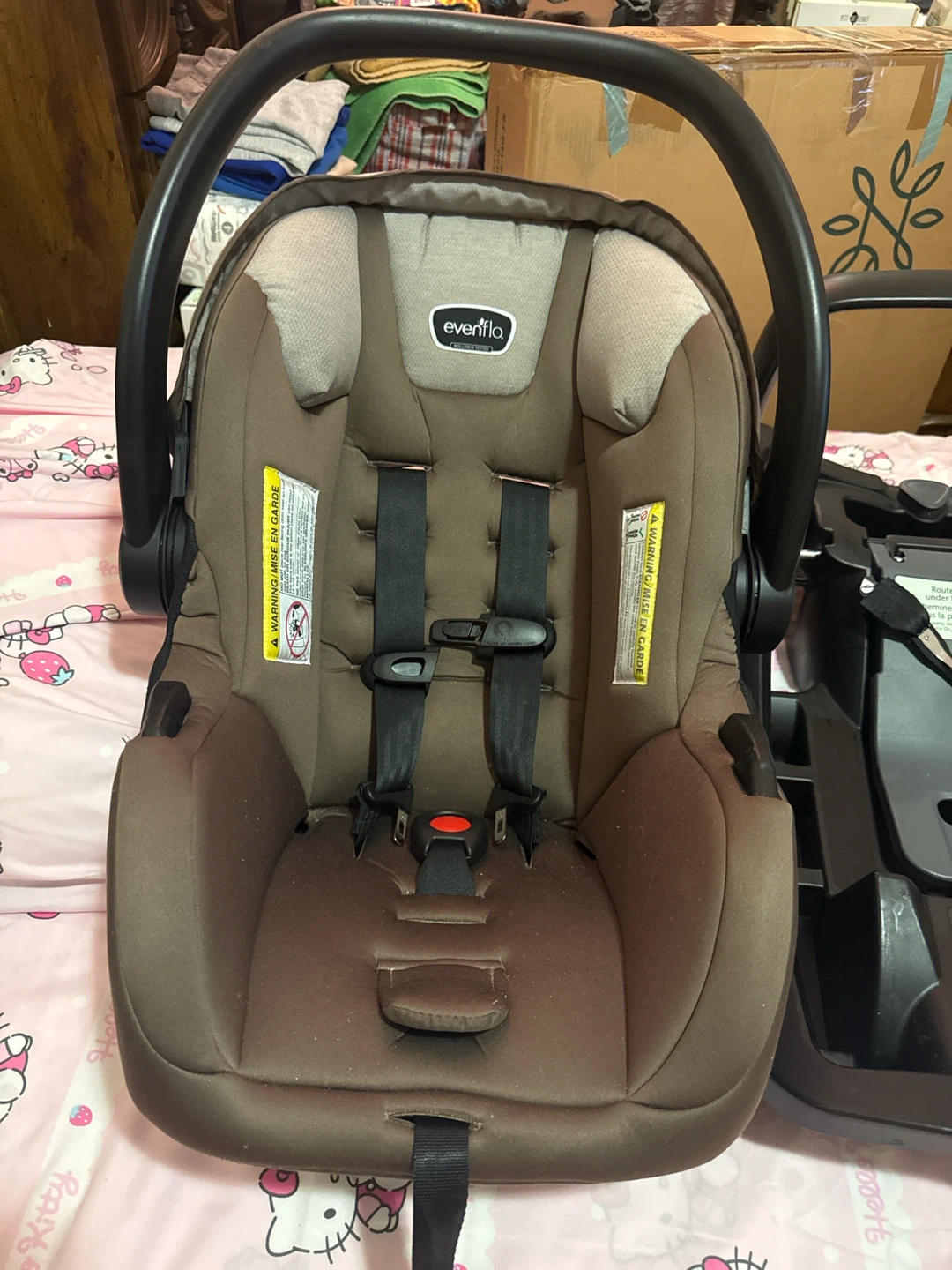 An infant car seat