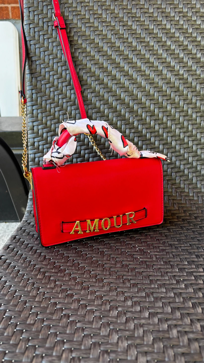 Red AMOUR Crossbody Bag with Scarf Detail - photo 2
