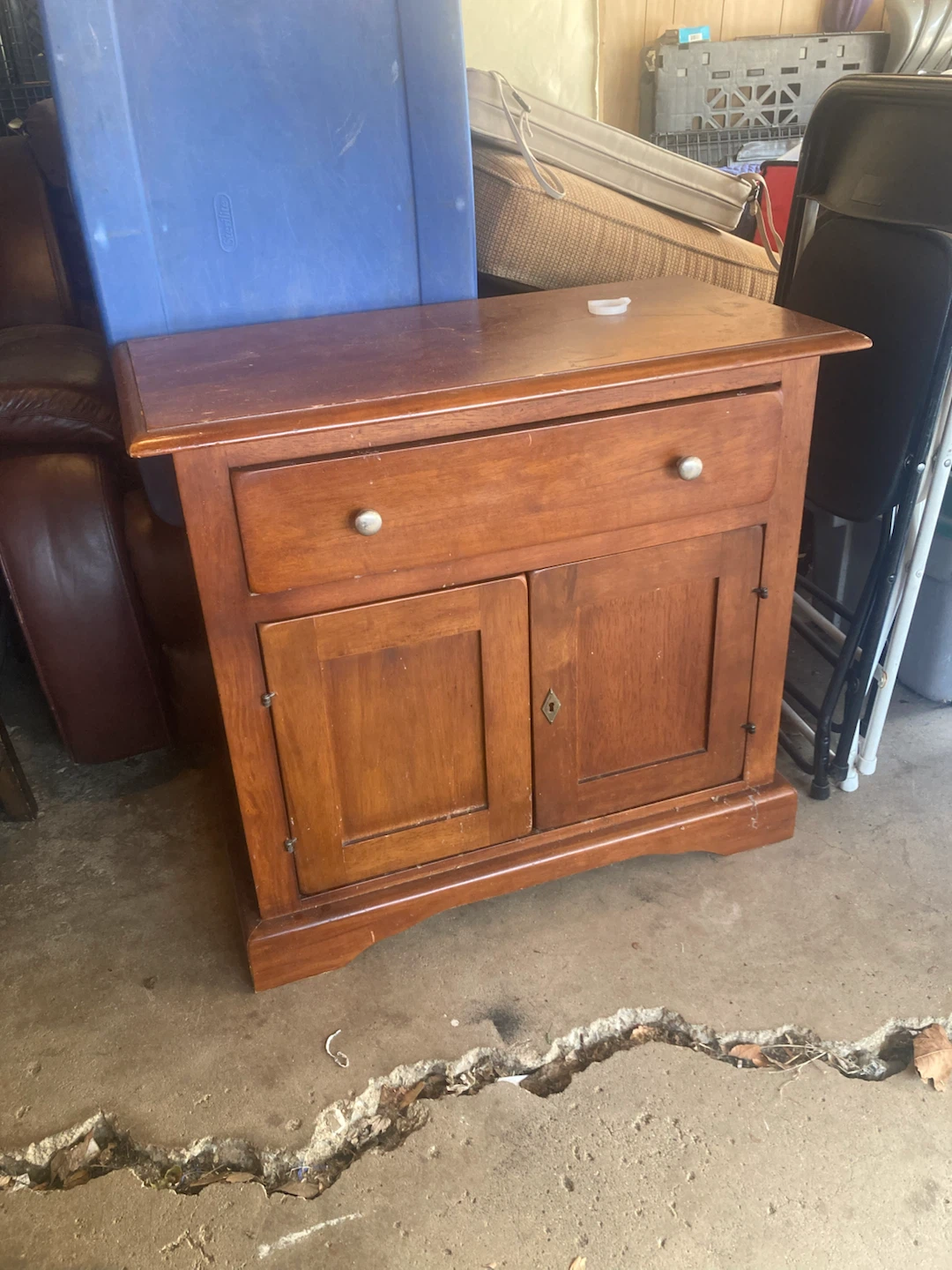 Wooden Accent Cabinet with Drawer and Doors