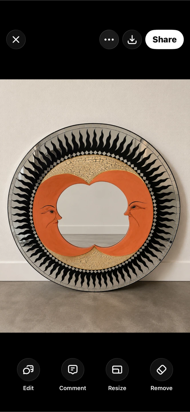 Vintage Sun and Moon Mosaic Mirror