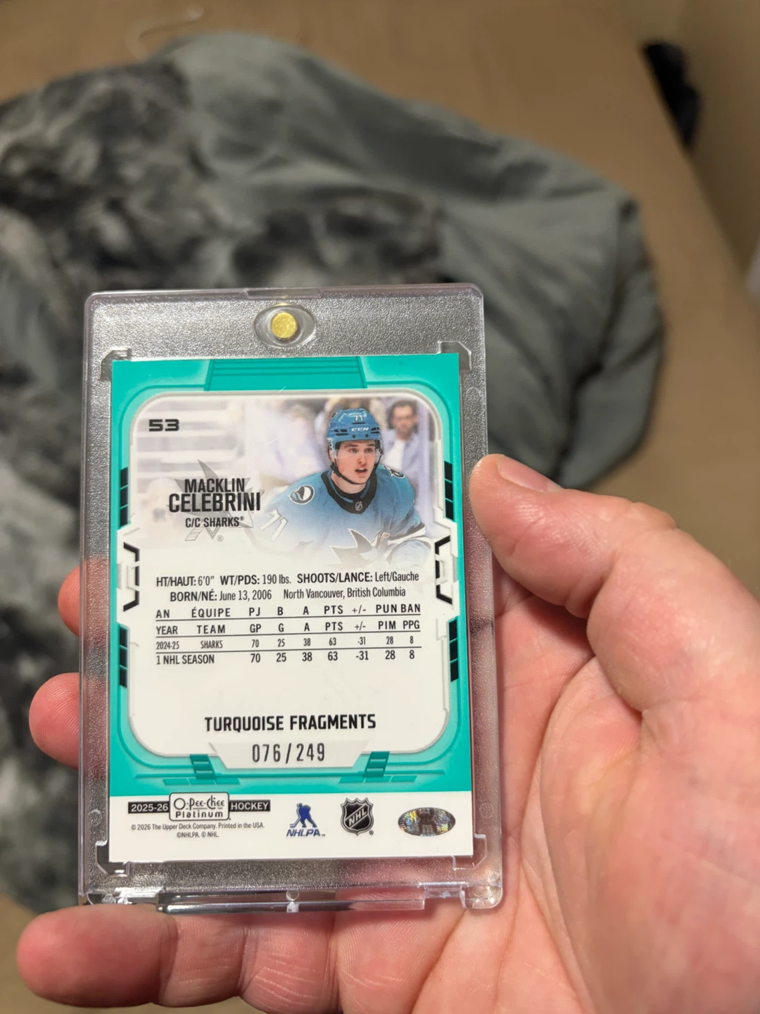 O-Pee-Chee Platinum Macklin Celebrini 076/249 Hockey Card - photo 2