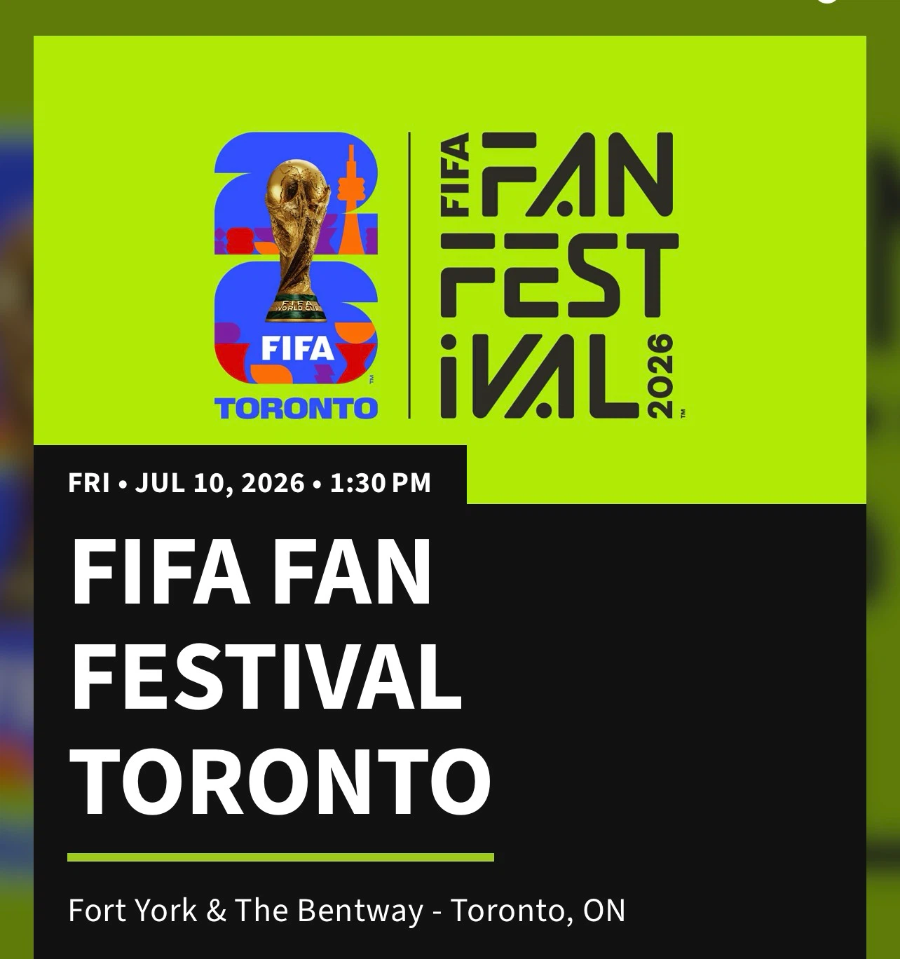 FIFA Fan Festival Toronto 2026 Tickets
