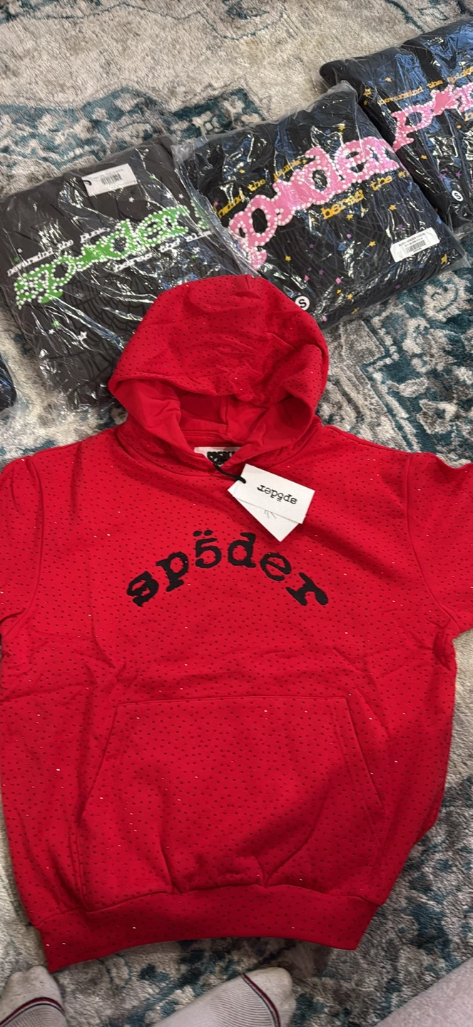 Sp5der Red Crystal Hoodie