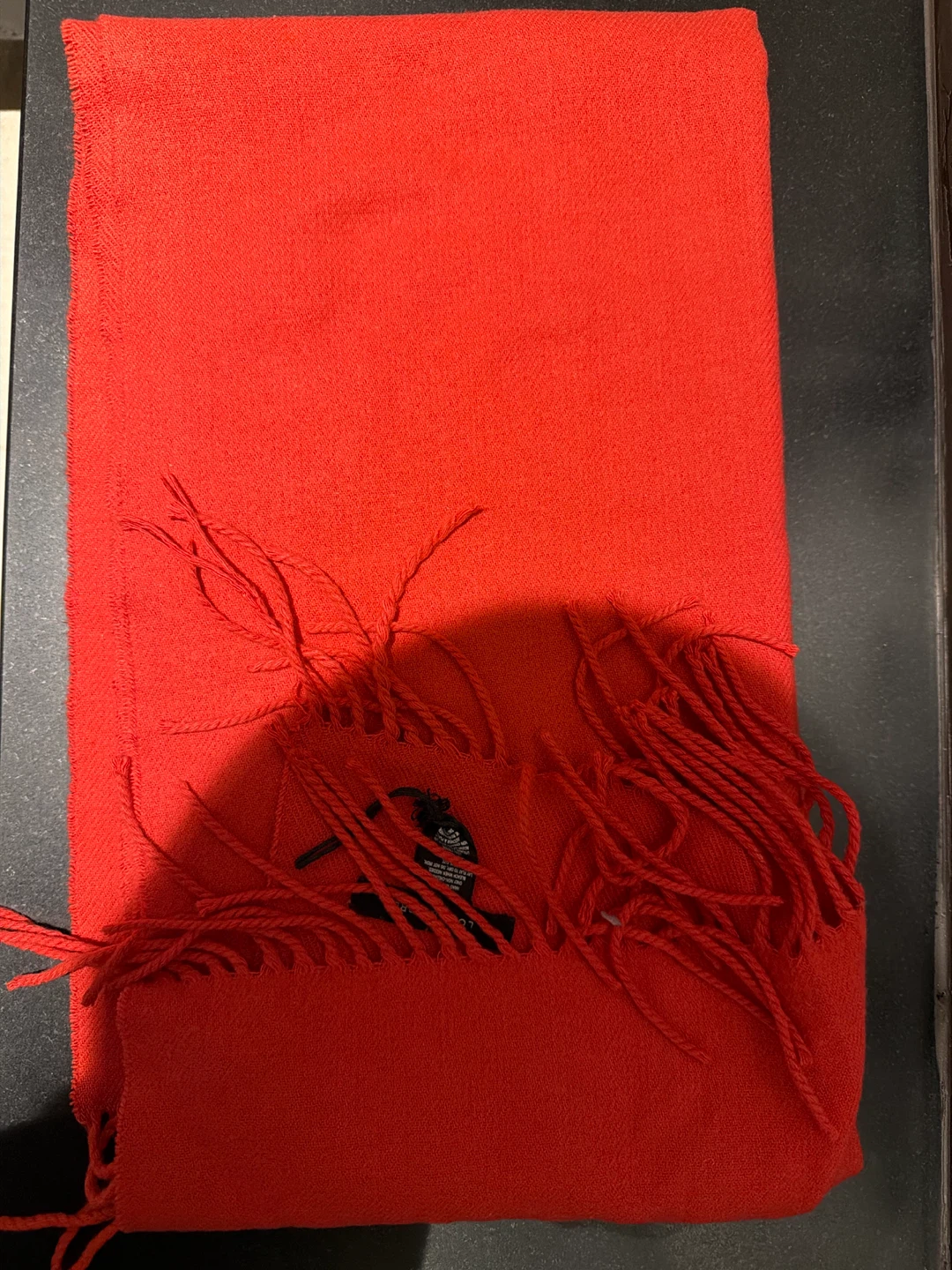 Bright Red Scarf with Tassels