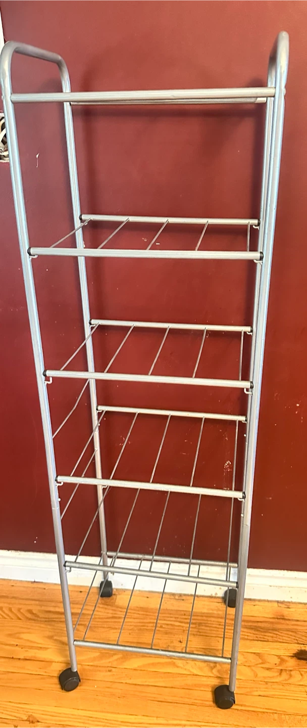 Silver 6 Tier Rolling Storage Shelf