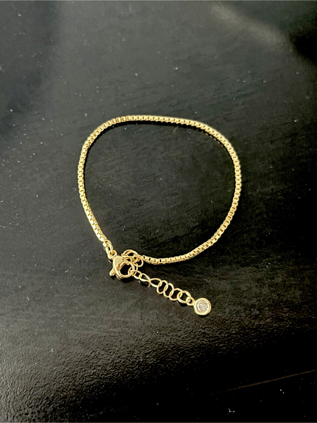 Gold-tone chain bracelet w/ CZ accent