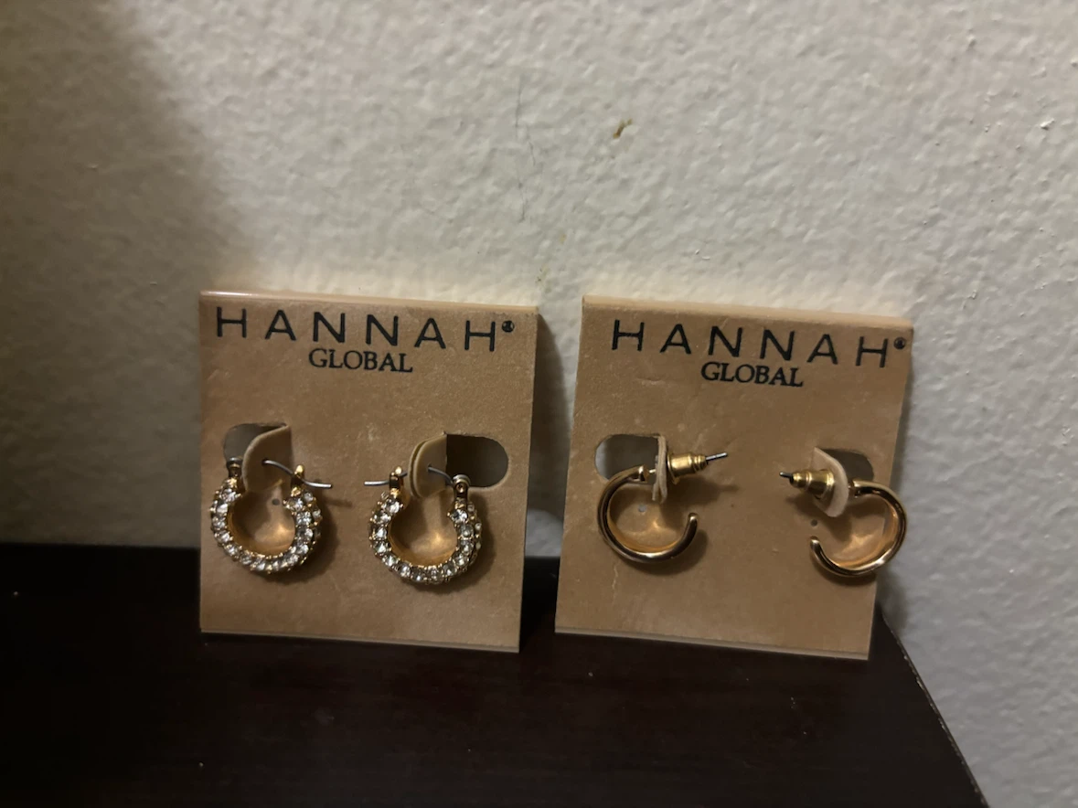 NEW- Lot of 2 Hannah Global Little Hoop Earrings Set