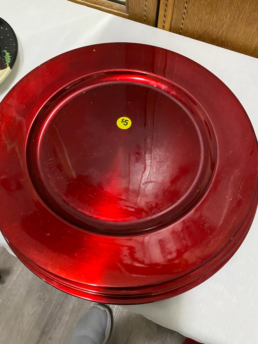 Set of Red Charger Plates