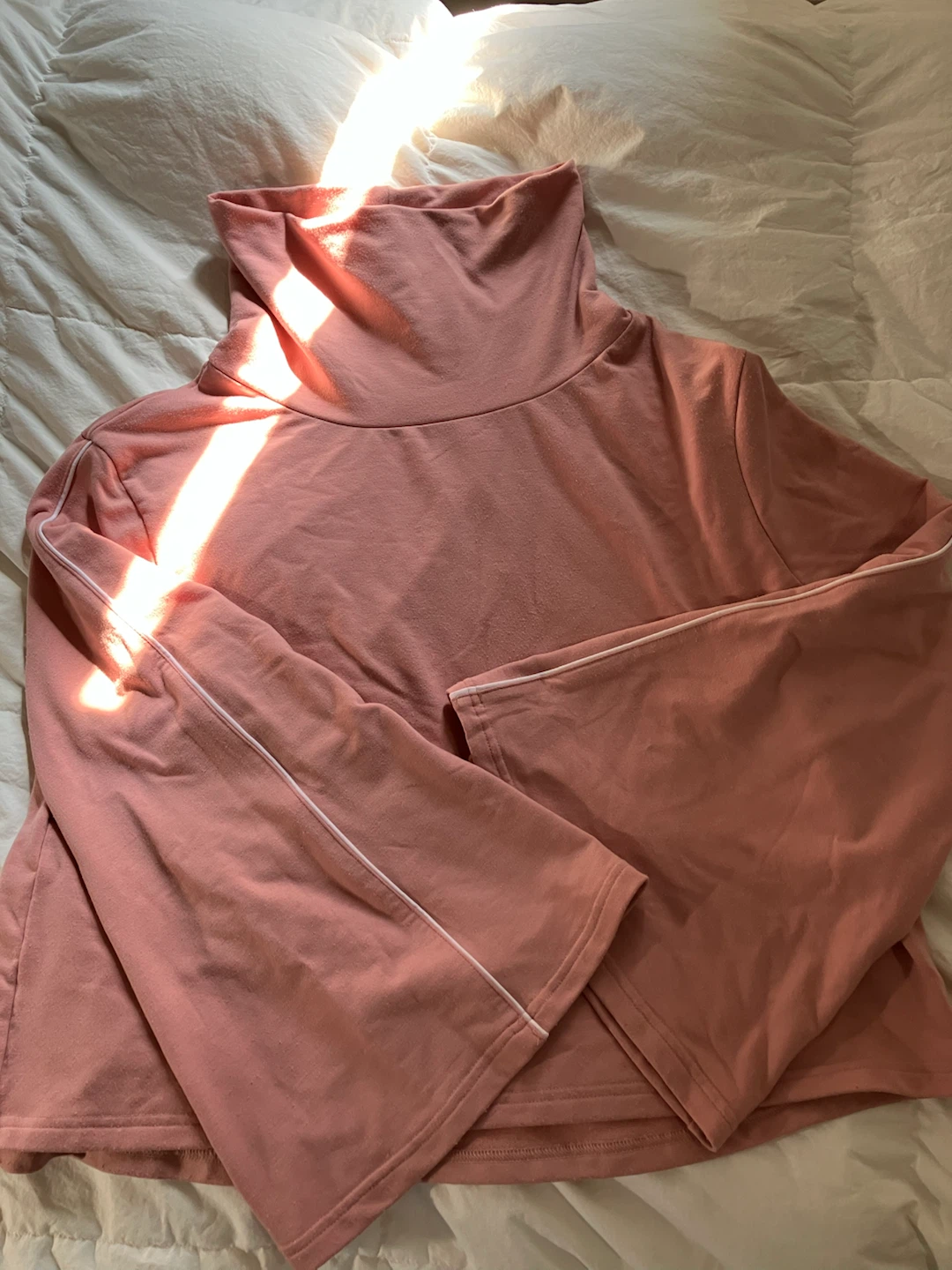 Pink Turtleneck Sweater with Bell Sleeves