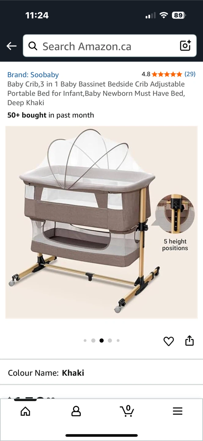 Soobaby 3 in 1 Baby Bassinet Bedside Crib