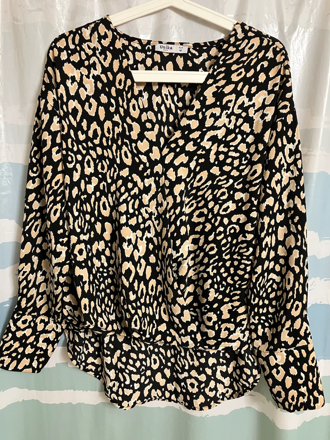 Unika Leopard Print Long Sleeve Blouse - Size Medium