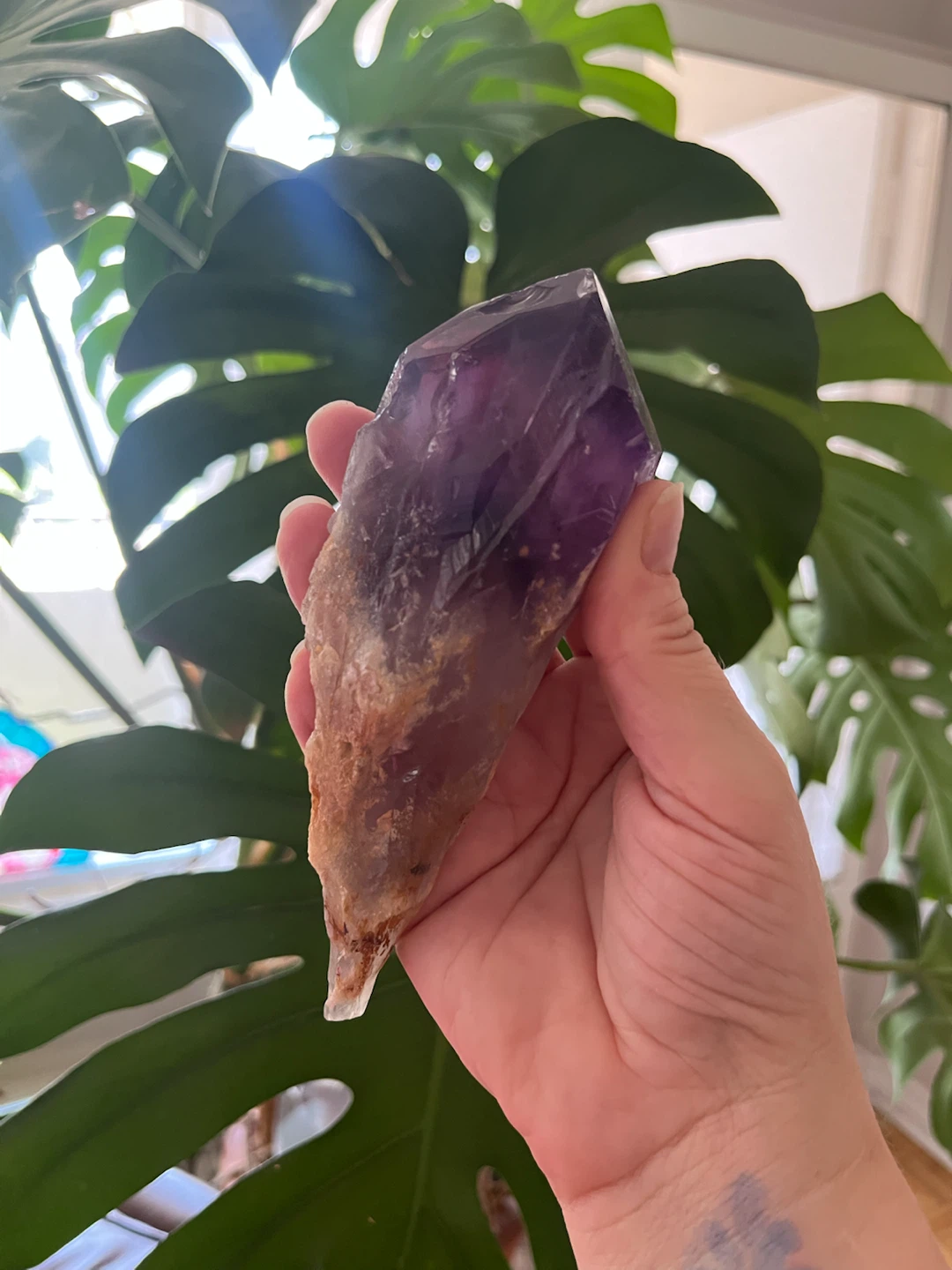 Natural Raw Amethyst Root, Deep Purple Point, 6” - photo 4