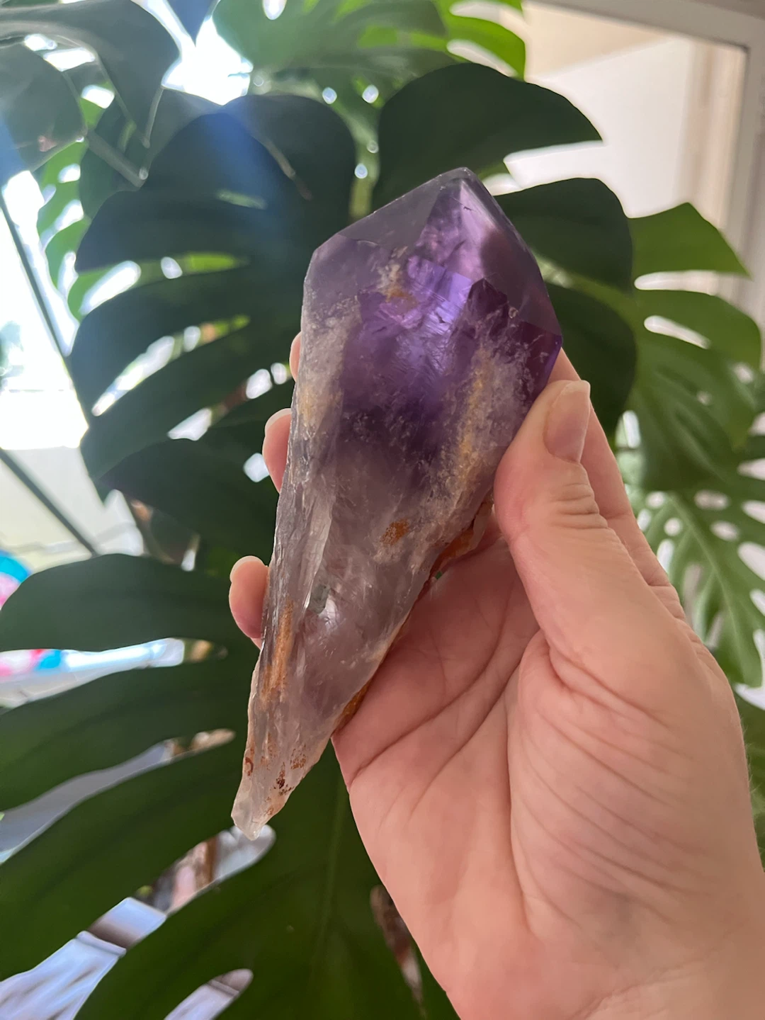 Natural Raw Amethyst Root, Deep Purple Point, 6”