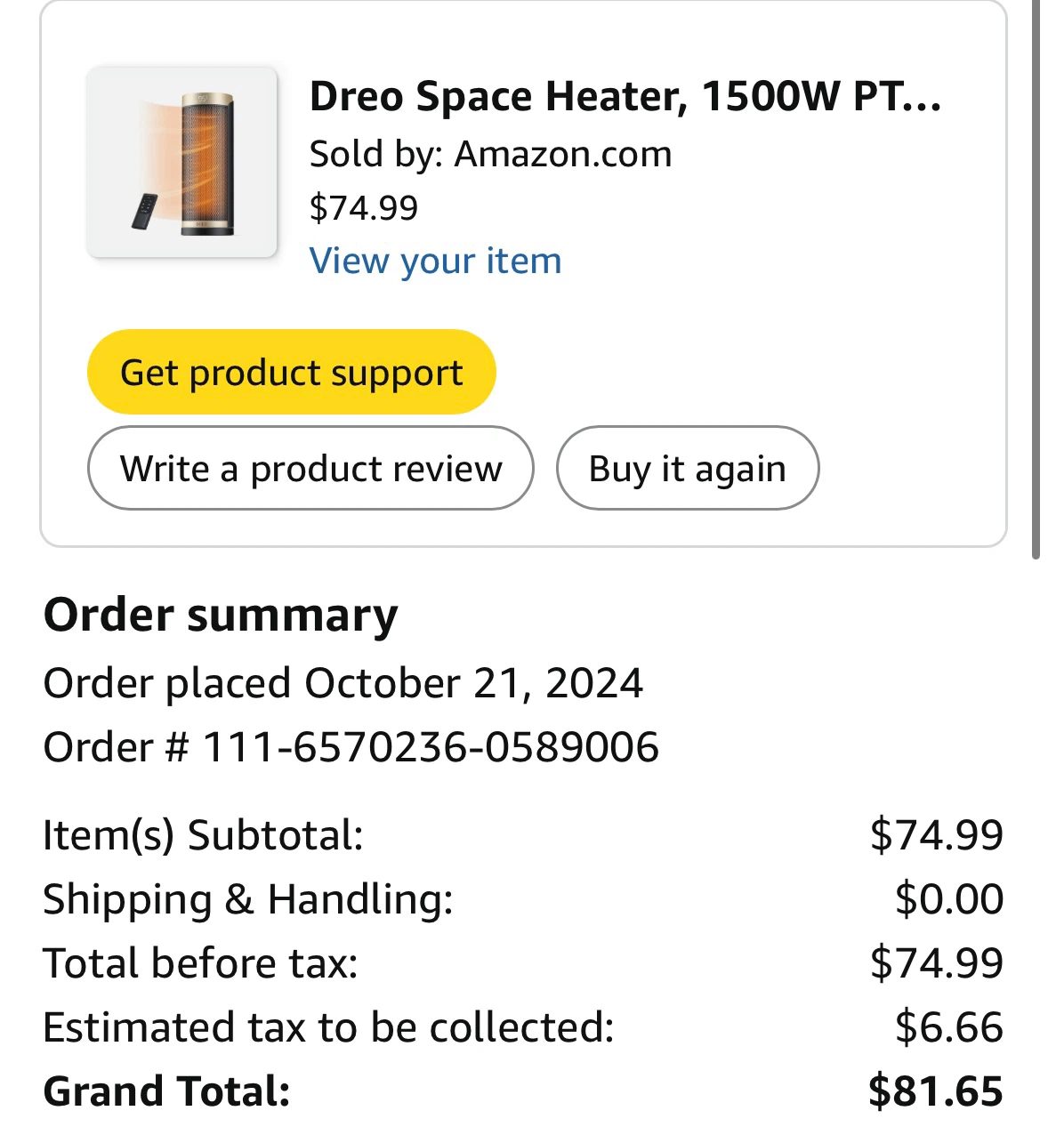 Dreo Space Heater 1500W