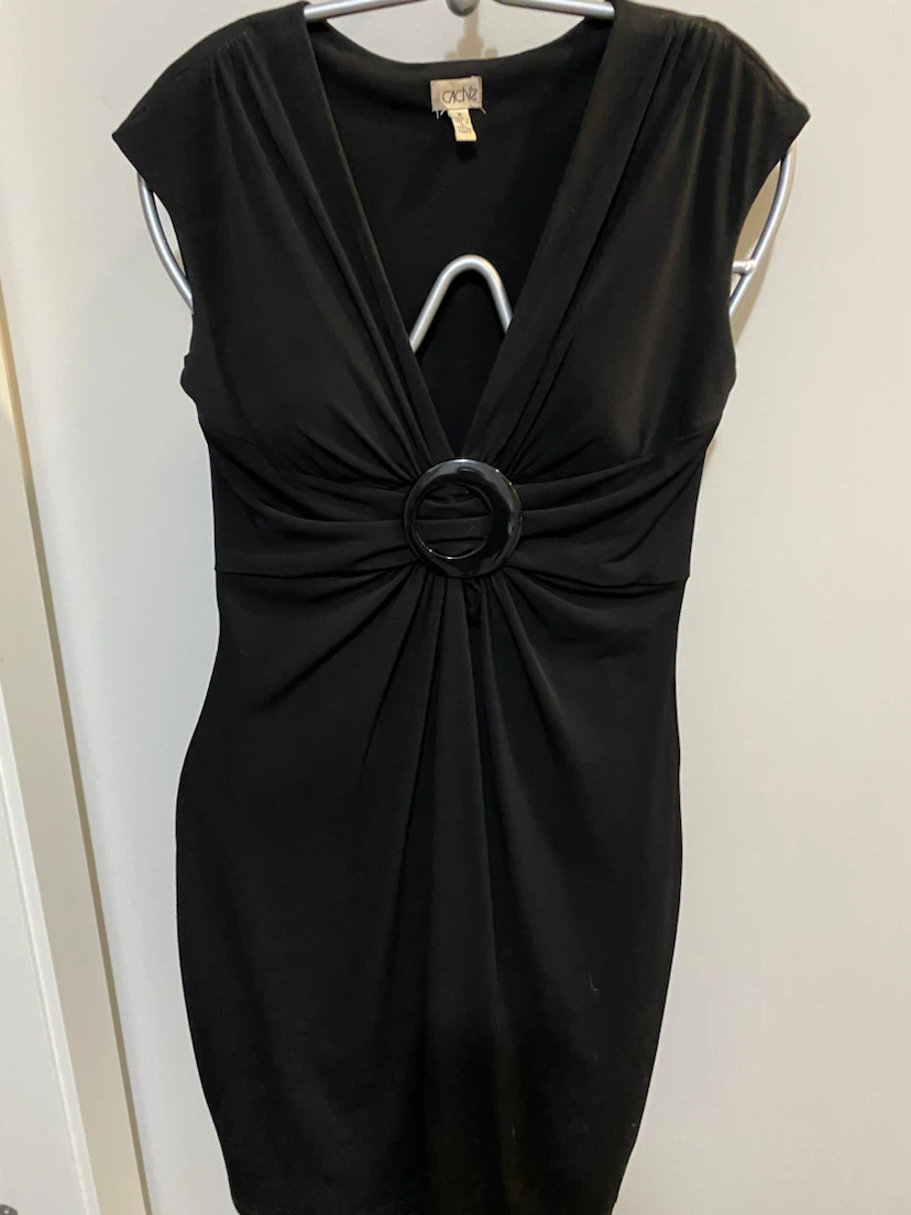 Cache Black Ruched Dress with Ring Detail - photo 4
